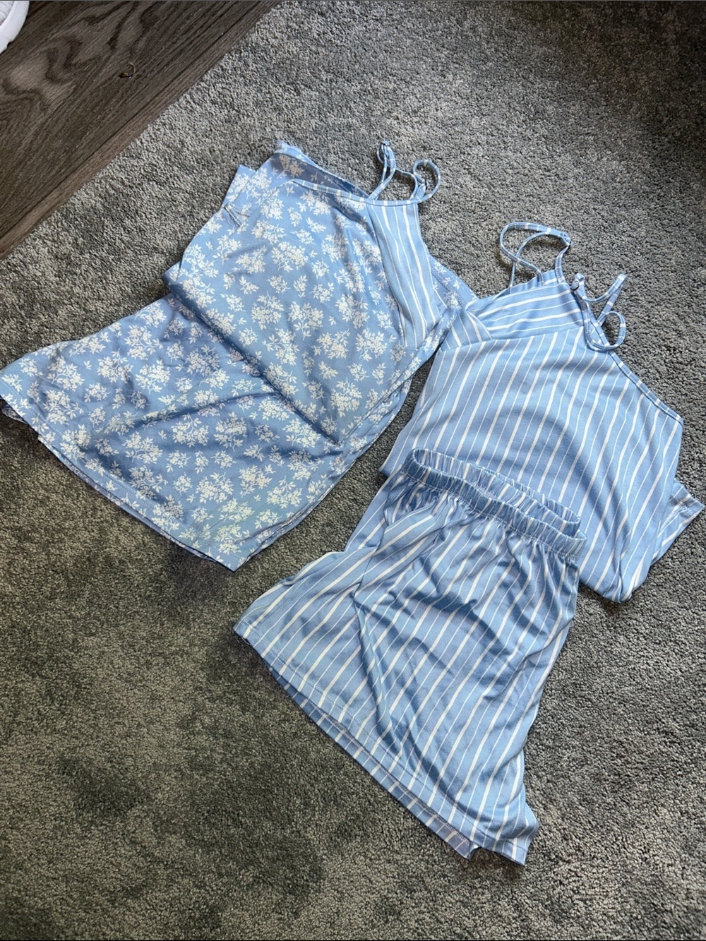 Women’s Light Blue Striped Cami & Short Sleep Set (2 tops, 2 shorts) - Picture 3 of 3